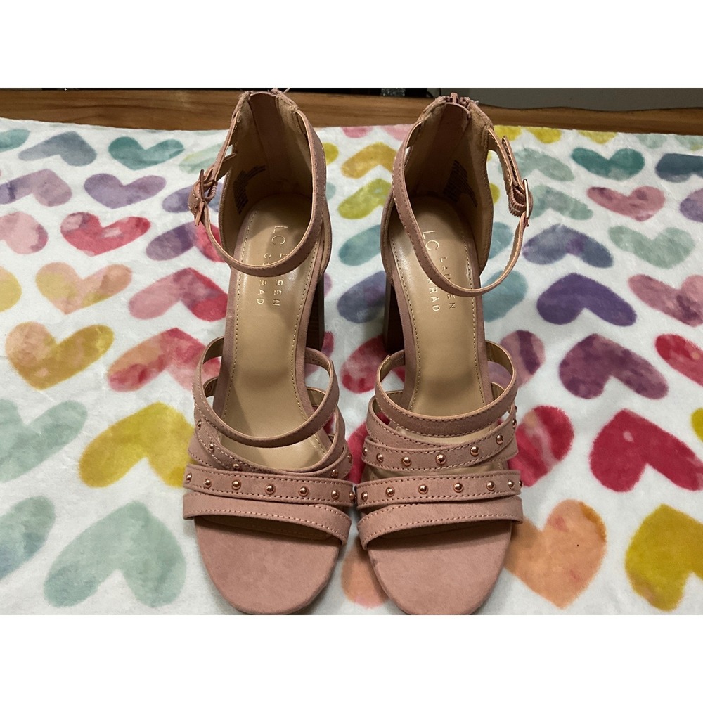 LC Lauren Conrad Blush Pink Studded Strappy High Heel Sandals Women's Shoes